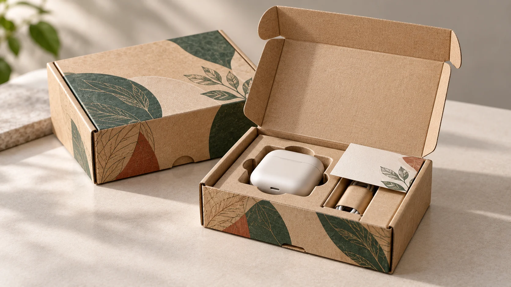 Illustrative ecommerce mailer with a fitted paper insert, product and unboxing card.